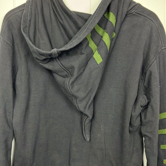 Artisan Cheppu Sweatshirt XL Black Green Cutouts Front Zip Gnome Hood Unique EUC - Picture 7 of 12